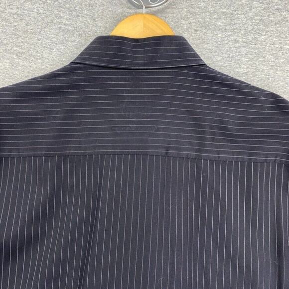 English Laundry Shirt Mens 17.5 Black Pinstriped Button Down Long Sleeve Collar - Picture 7 of 14
